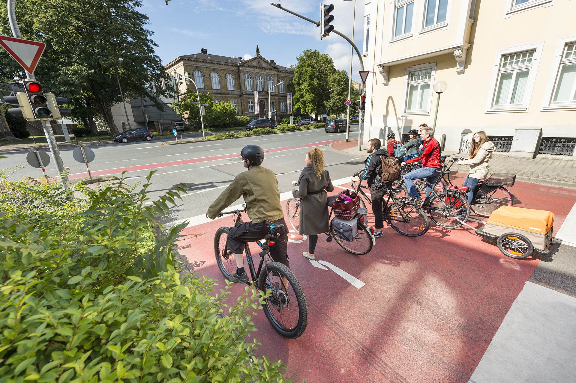 Radfahrer an einer Ampel