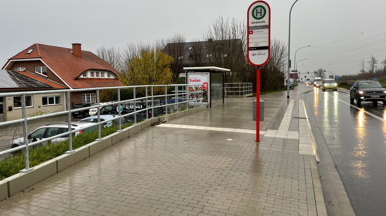 Die umgebaute Bushaltestelle Nordstraße